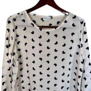 Anthropologie Dolan Cream Silk Blouse Crescent‎ Moon Print Womens Size Med Peppy